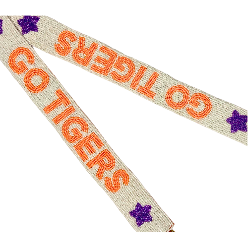 Clear Acrylic Purse with Clemson Go Tigers Strap