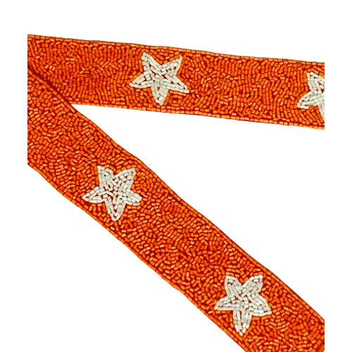 Clear Acrylic Purse with Orange and White Star Strap