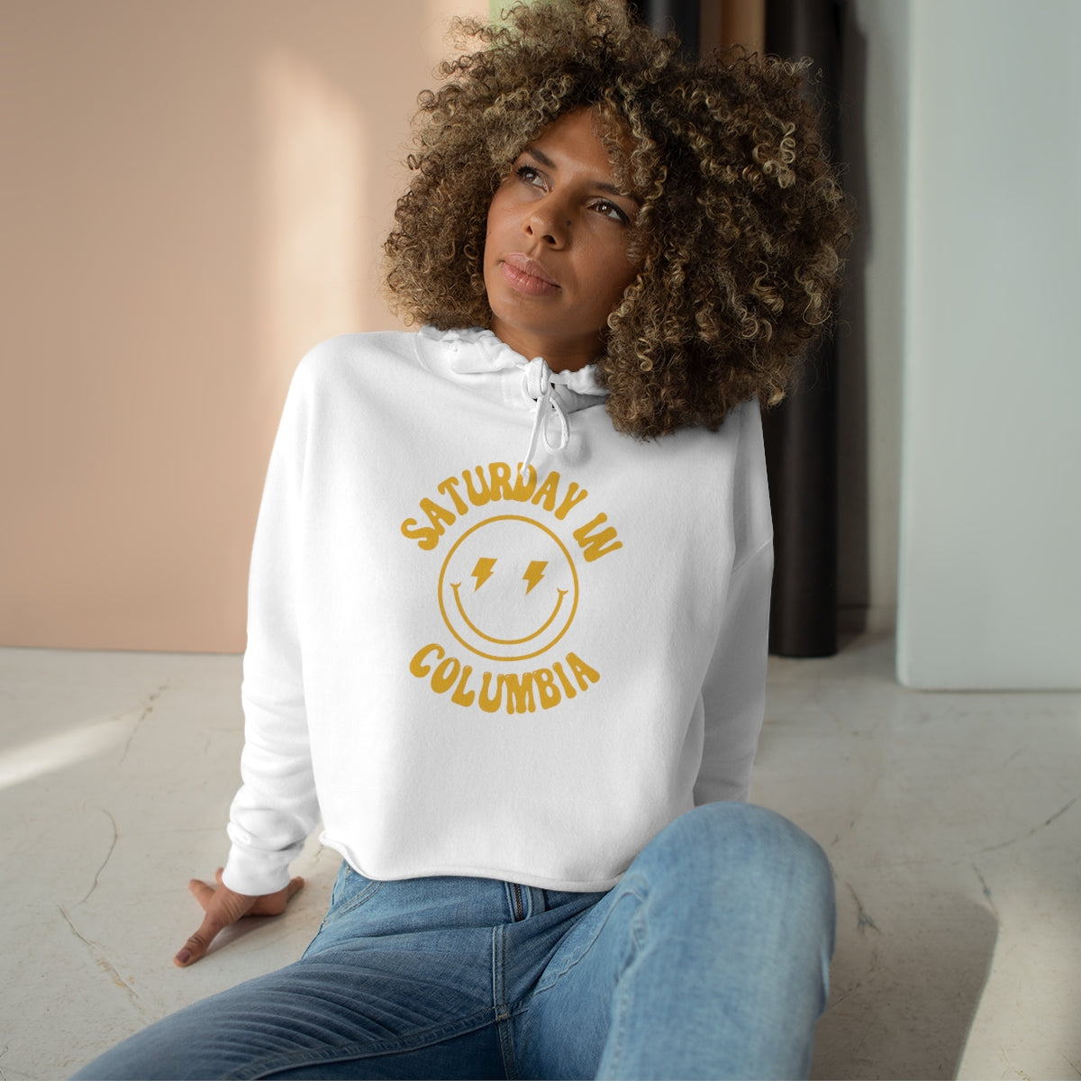 Smiley Columbia Crop Hoodie