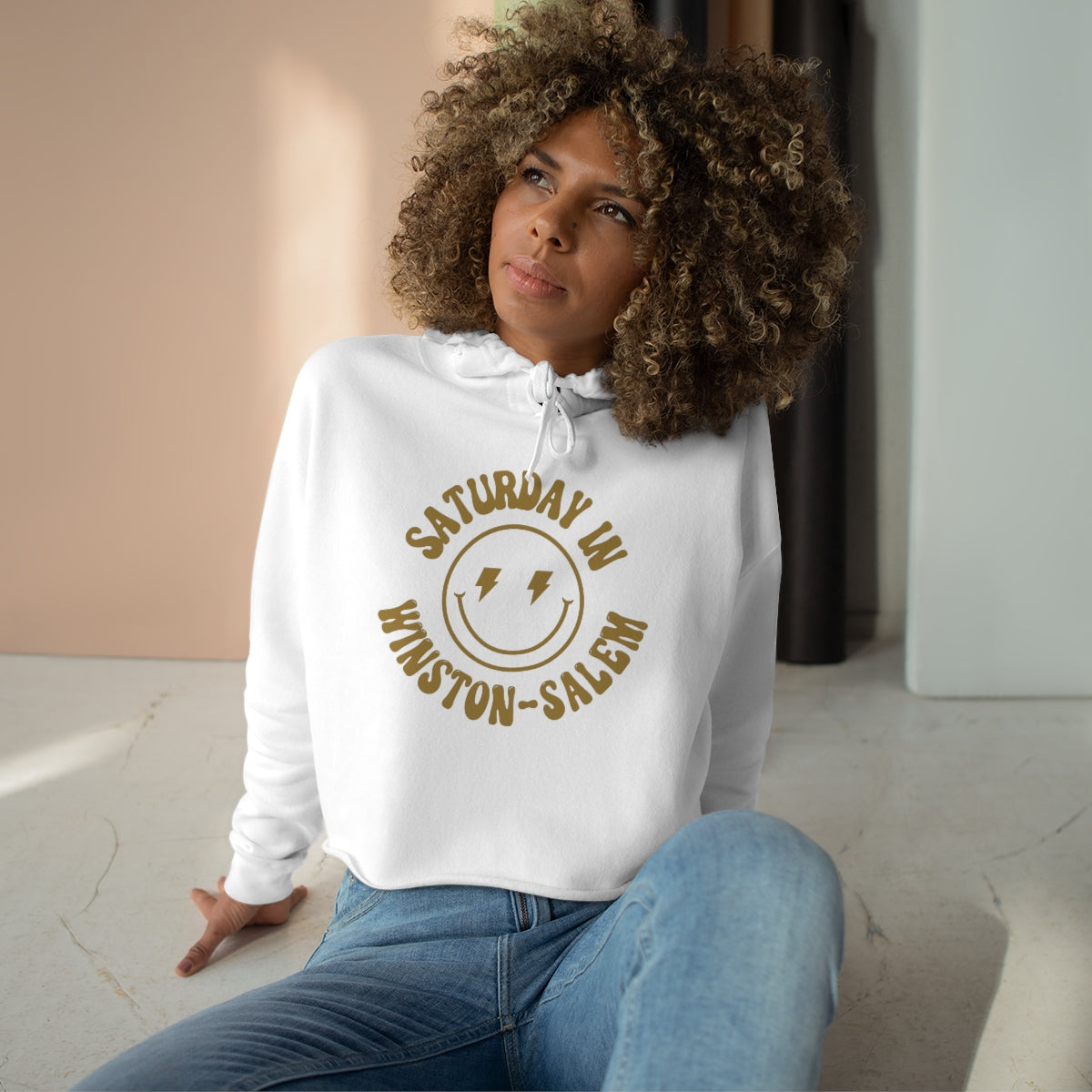 Smiley Wake Crop Hoodie - GG