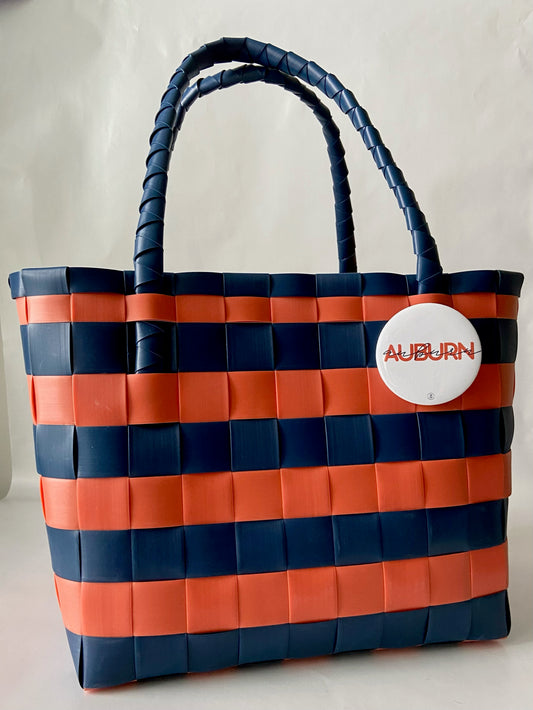 Navy Blue and Orange Tailgate Tote