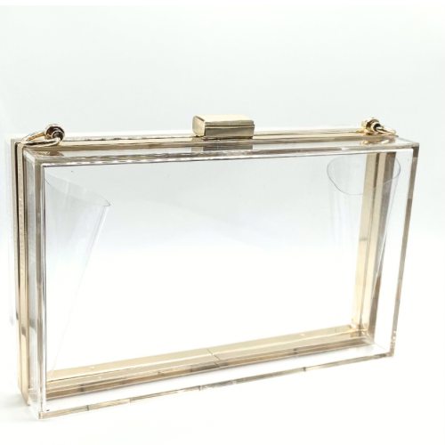 Clear Acrylic Purse with White and Gold Star Strap