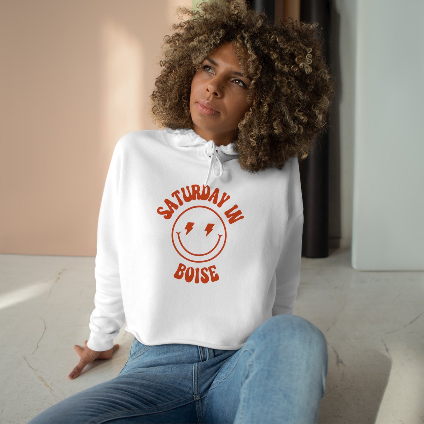 Smiley Boise Crop Hoodie