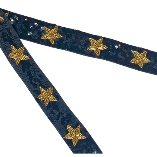 Black and Gold Star SEQUIN Strap (Strap Only)