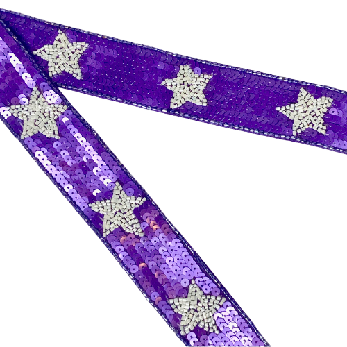 Purple and White SEQUIN Star Strap (Strap only)