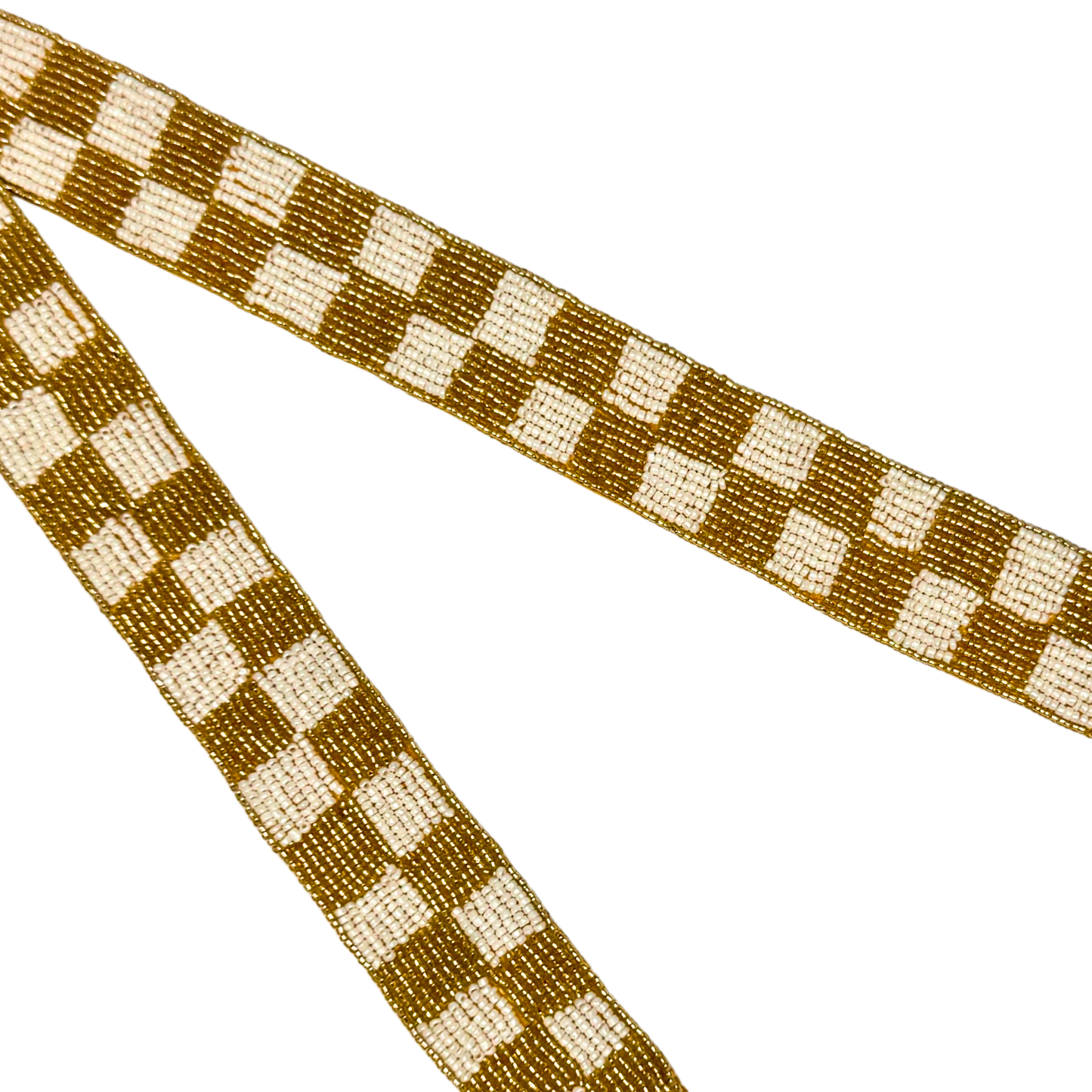 White and Gold Checkerboard Purse Strap (Strap Only)