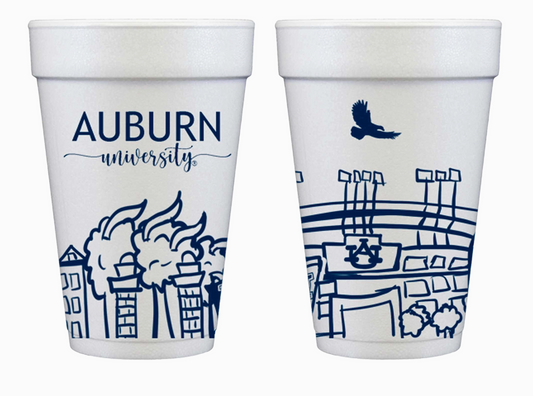 Auburn Skyline Styrofoam Cups - Pack of 10