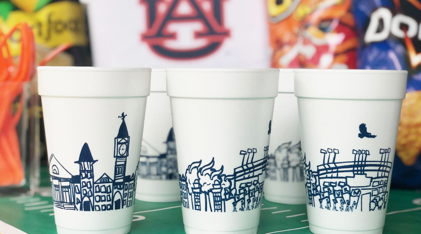 Auburn Skyline Styrofoam Cups - Pack of 10