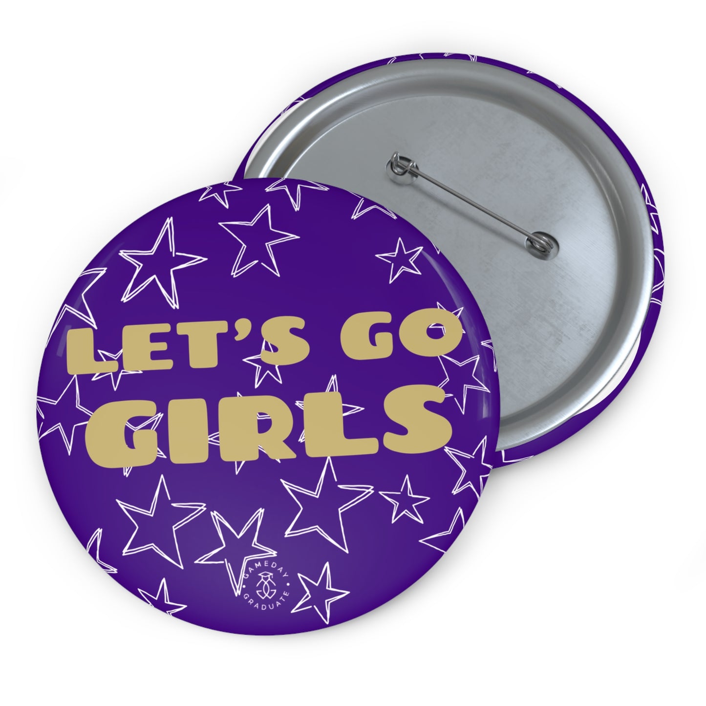 Let's Go Girls Stars Button