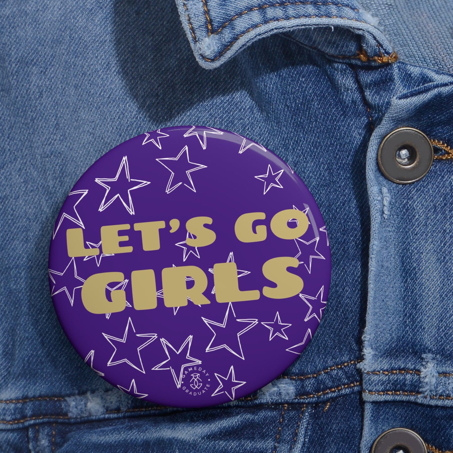 Let's Go Girls Stars Button