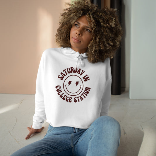 Smiley College Station Crop Hoodie - GG