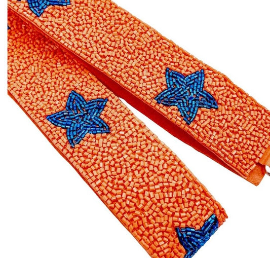 Clear Acrylic Purse with Orange and Blue Star Strap